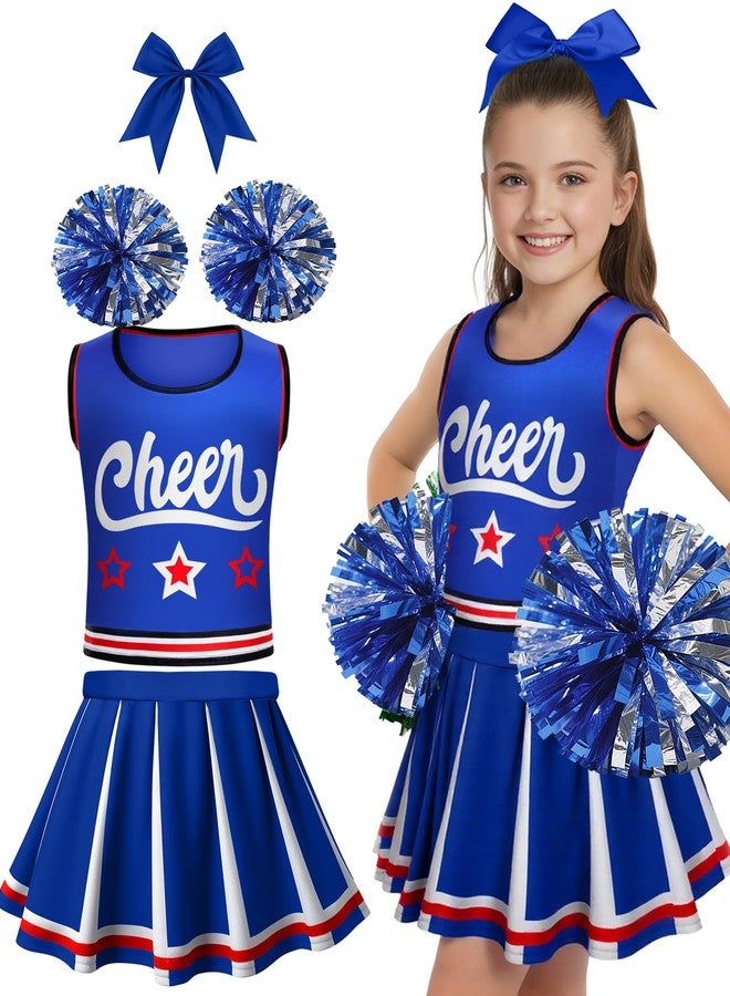 JenPen Cheerleader Costume for Girl, Cute Cheerleading Outfit Cheer Leader Dress for Halloween Cheerleader Gifts(5-7 Year,Blue) - Image 1